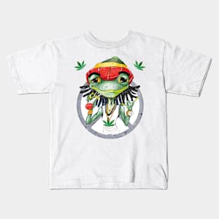 Chill Frog with a Smile - Rolling into Happines Kids T-Shirt